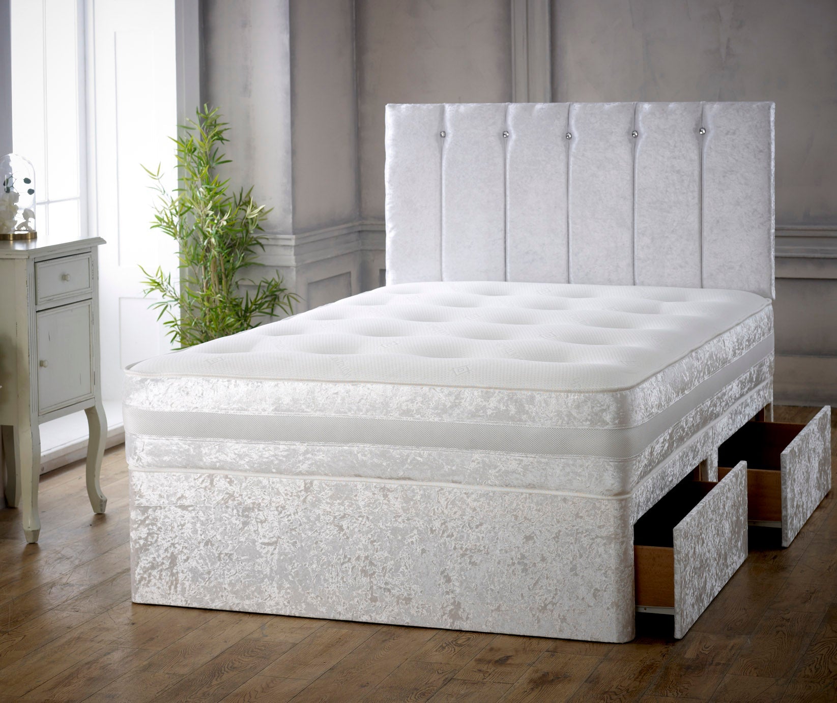 Florence Memory Divan Bed Set with Mattress & Headboard